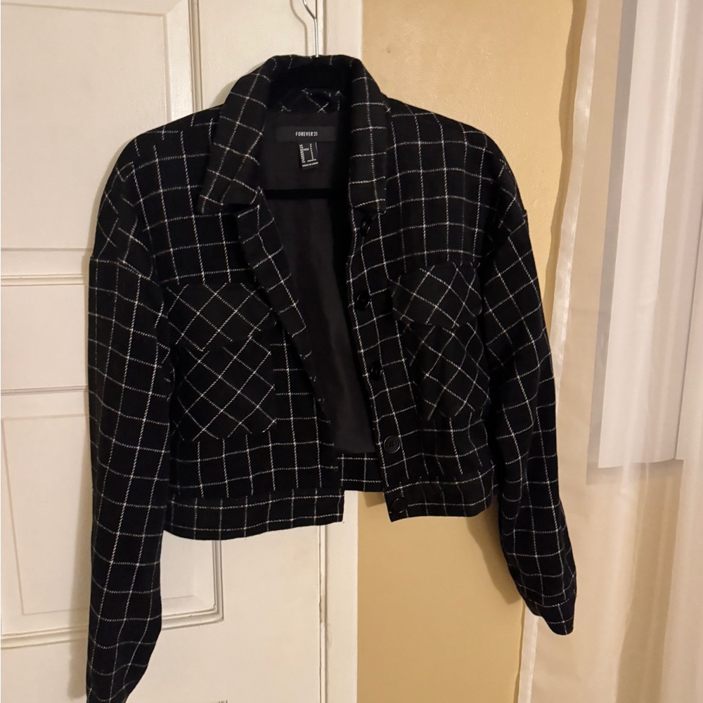 Forever 21 Black Checkered Women's Jacket